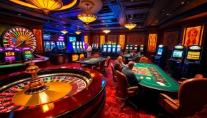 Players enjoying thrilling games at an NK88-themed casino table, rich in excitement and luxury.