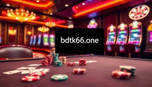 Engaging table scene with poker chips and roulette, featuring bdtk66.one for an immersive experience.