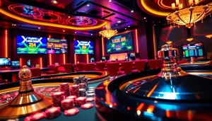 XX88 online casino gaming scene with poker chips, cards, and roulette wheel.
