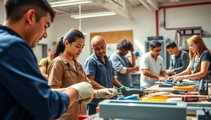 Students training at trade schools oahu in a collaborative environment.