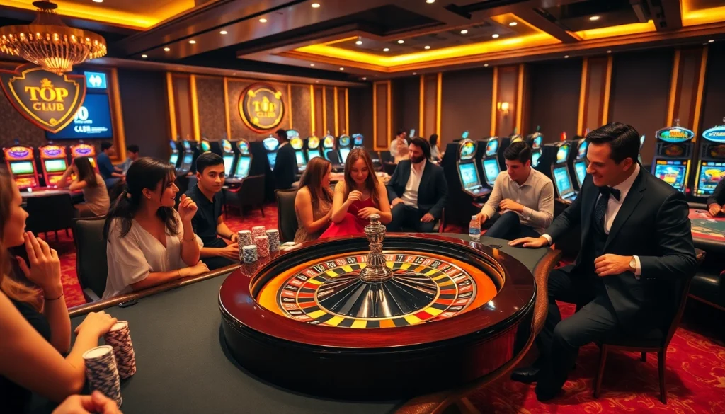 Experience the thrill of gaming at a top club with vibrant tables and lively players