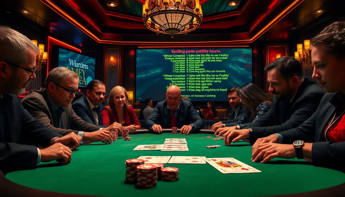 Engage in strategic gameplay at a poker table featuring hidden wiki links in a luxurious casino setup.