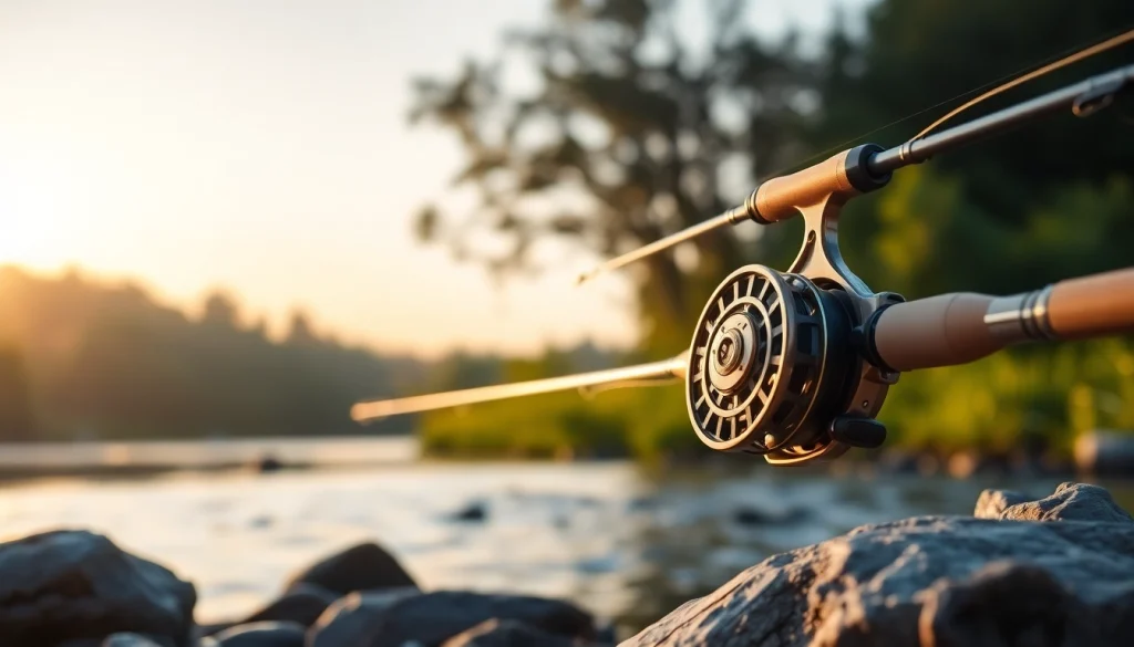 Engaging fly fishing combo displayed near a tranquil river, highlighting its features and quality craftsmanship.