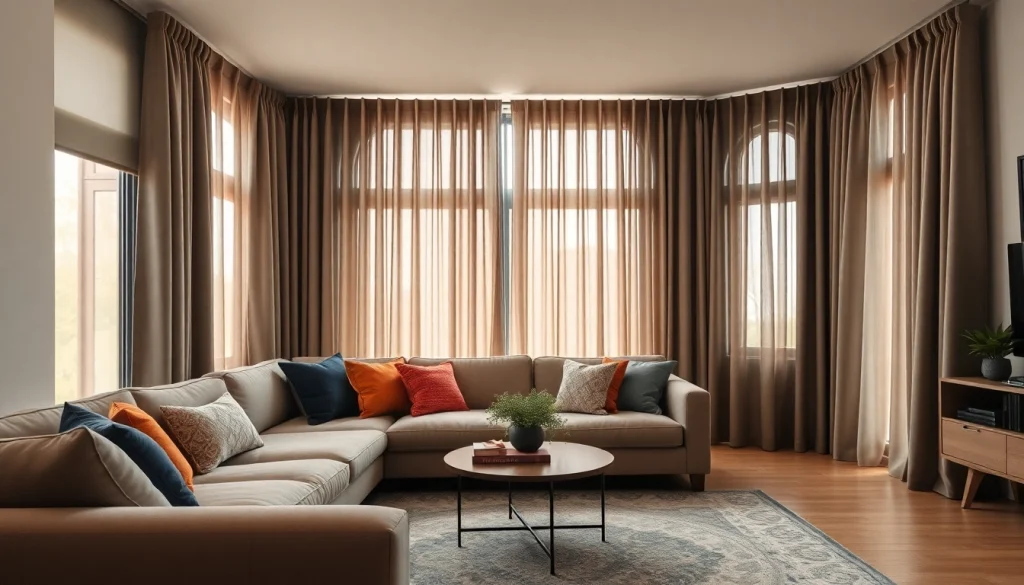 Verduisterende gordijnen zorgen voor een rustige sfeer in de woonkamer met natuurlijke lichtinval.