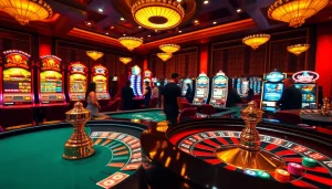 Experience the thrilling atmosphere of bdjl.org's luxurious casino, featuring poker tables and roulette wheels.