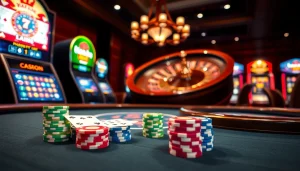 Experience the thrilling ambiance of Haywin online gambling with vibrant slot machines and elegant poker tables.