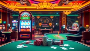 Rasakan sensasi bermain slot deposit pulsa di kasino mewah dengan mesin slot yang berwarna-warni dan pemain yang antusias.