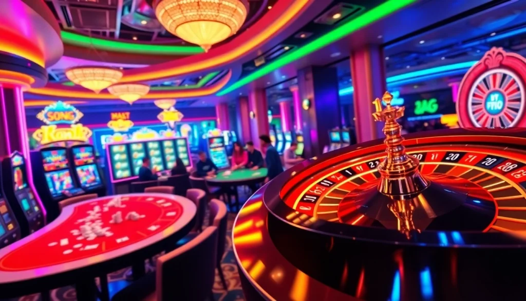 Experience the luxury of gaming at https://ev882.sa.com/ with vibrant casino visuals and players enjoying poker.