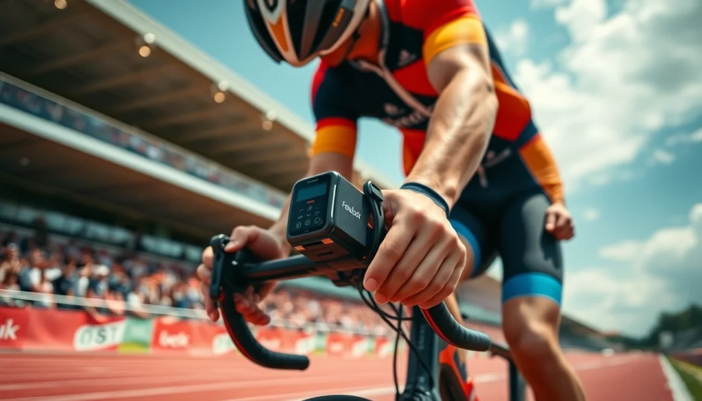 Freelock im Einsatz von einem Radfahrer auf der Rennstrecke, dynamisch und energiegeladen.