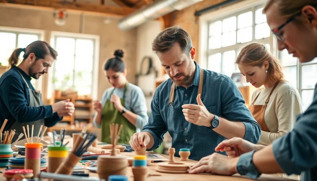 Craft training programs engage artisans with hands-on techniques in a bright studio.