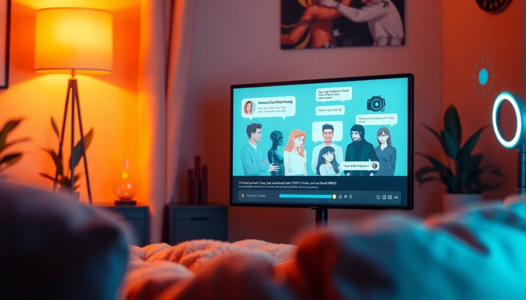 Engaging NSFW AI chat interface showcasing diverse AI characters in a warm, inviting digital space.