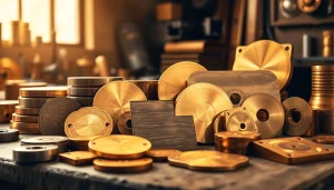 Prim-plan cu plăci de alamă care prezintă gravuri complexe și finisaje netede.