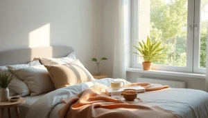 風邪を一晩で治す方法、癒しを促すために設計されたリラックスした寝室の風景。