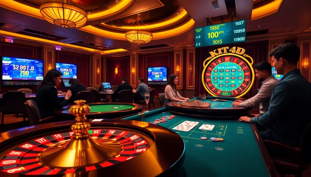 Penjudi yang terlibat menikmati permainan KIT4D Toto di lingkungan kasino mewah.