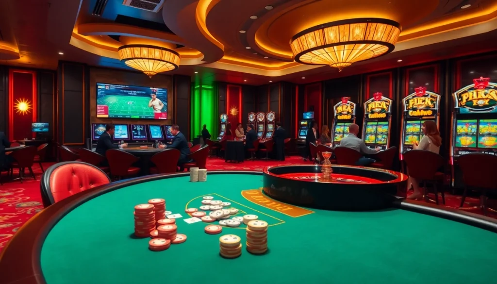 Experience thrilling gameplay at thabet college with elegant casino tables and vibrant slot machines.