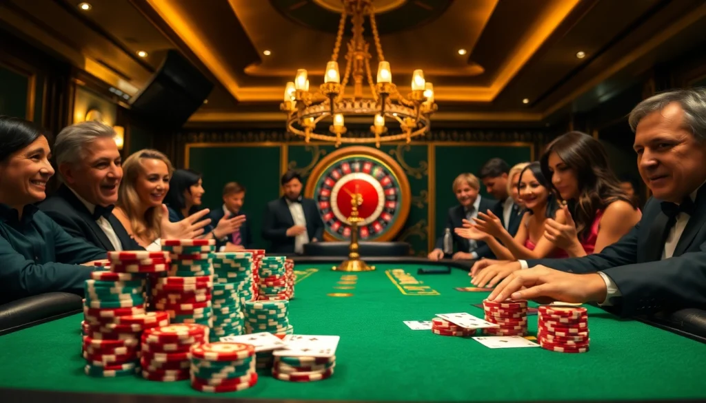 Engaging in a high-stakes game at KJ C's luxurious poker table in a vibrant casino atmosphere.