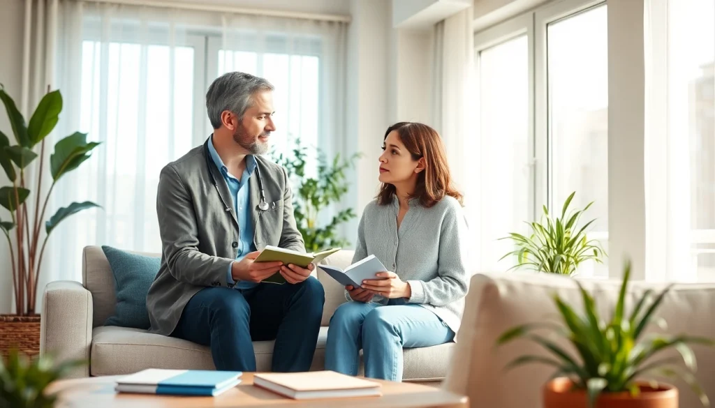 Addressing anxiety symptoms during a therapeutic session in a comforting environment.