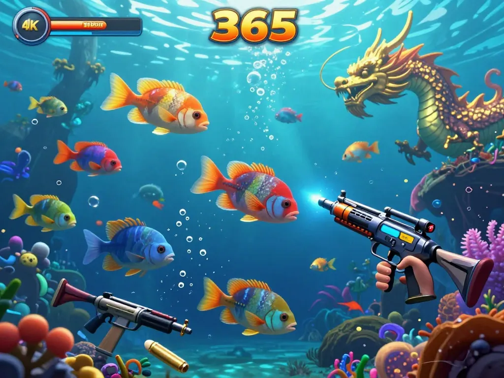 Bắn Cá 365 gameplay with colorful fish and exciting underwater action