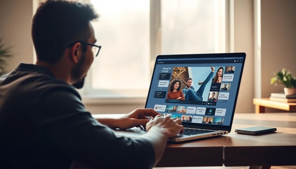 Excited user engaging with a Video to Prompt AI generator on a laptop, showcasing modern technology.