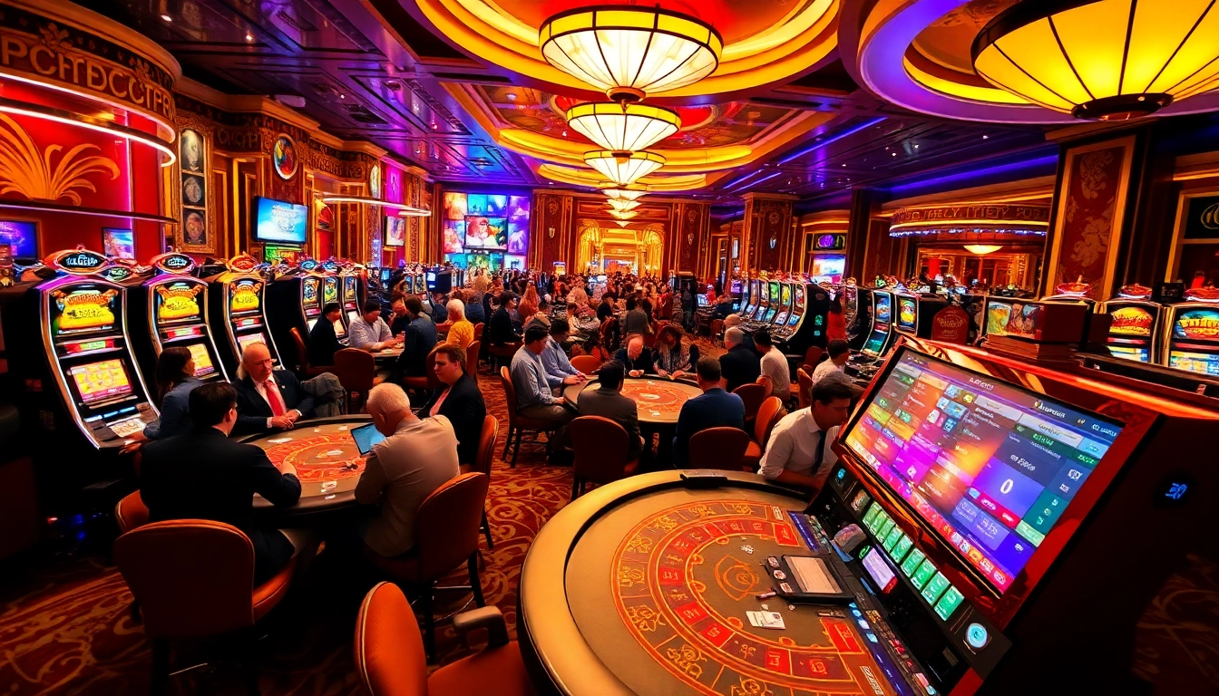 Engaging scene of Non gamstop Casino Uk with players enjoying various games in a vibrant atmosphere.