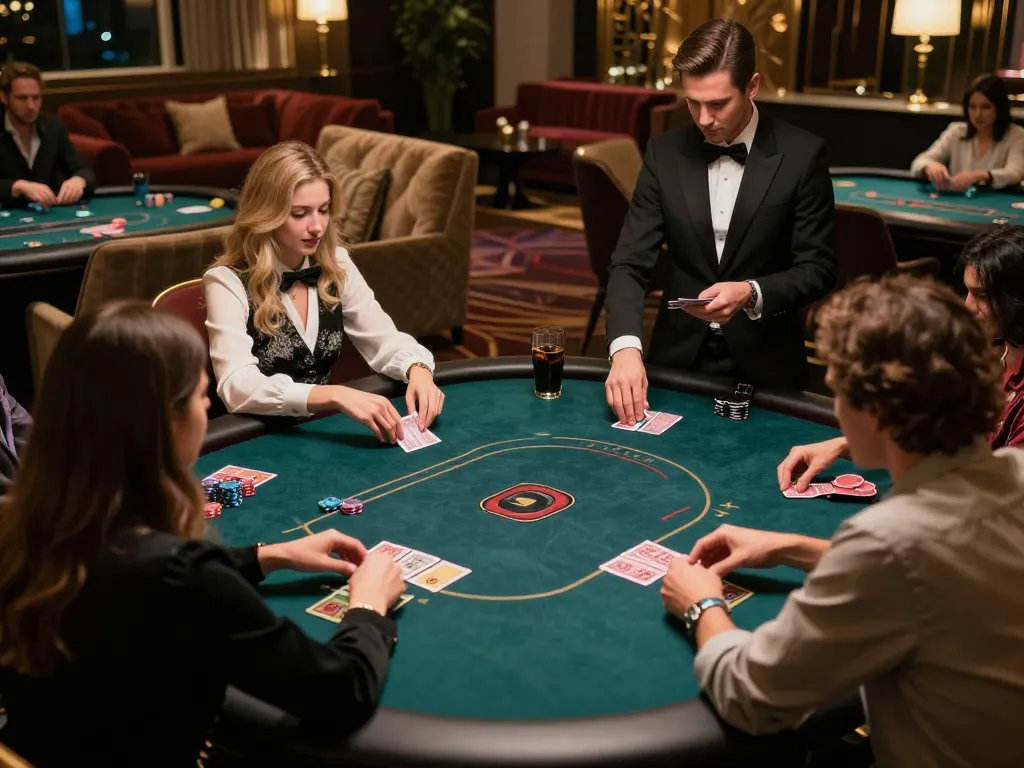 VIPwin players enjoying high-stakes poker in an elegant gaming room