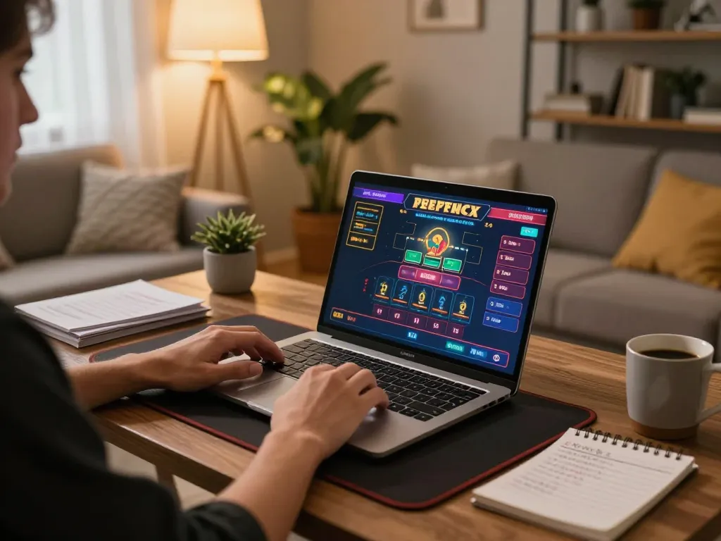 Player engages in live dealer gaming on qq88 platform, showcasing cozy home environment and strategic play