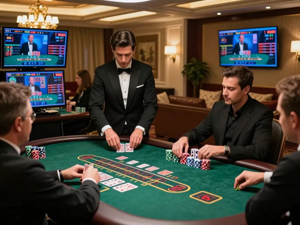 Engaging gameplay at open88 nhà cái live casino with players and dealer in action.