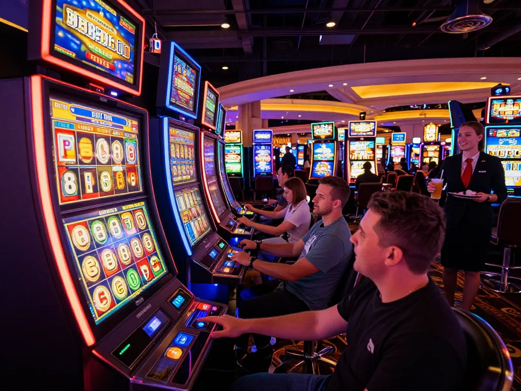 Engaged player spinning a vibrant slot machine conveying excitement for slot gacor hari ini.