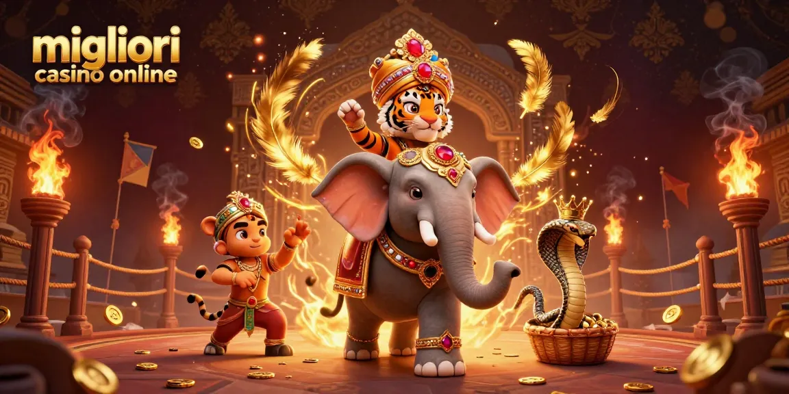Migliori casino online: gioca con emozione nell'illustrazione di un maharaja e un elefante gioiello.