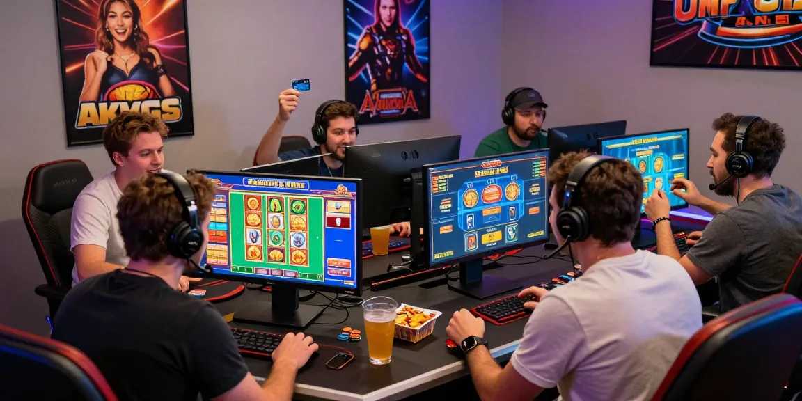 Engaged players enjoying online gaming at credit card casinos from https://bhma.org.uk, showcasing vibrant screens and a lively atmosphere.