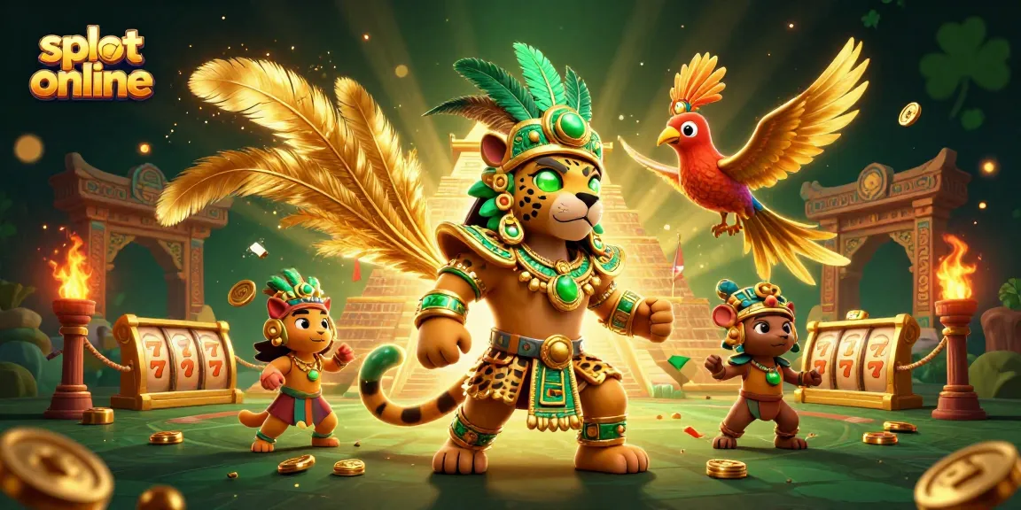 Experience slot online excitement with a vibrant Mayan-themed animation illustration.